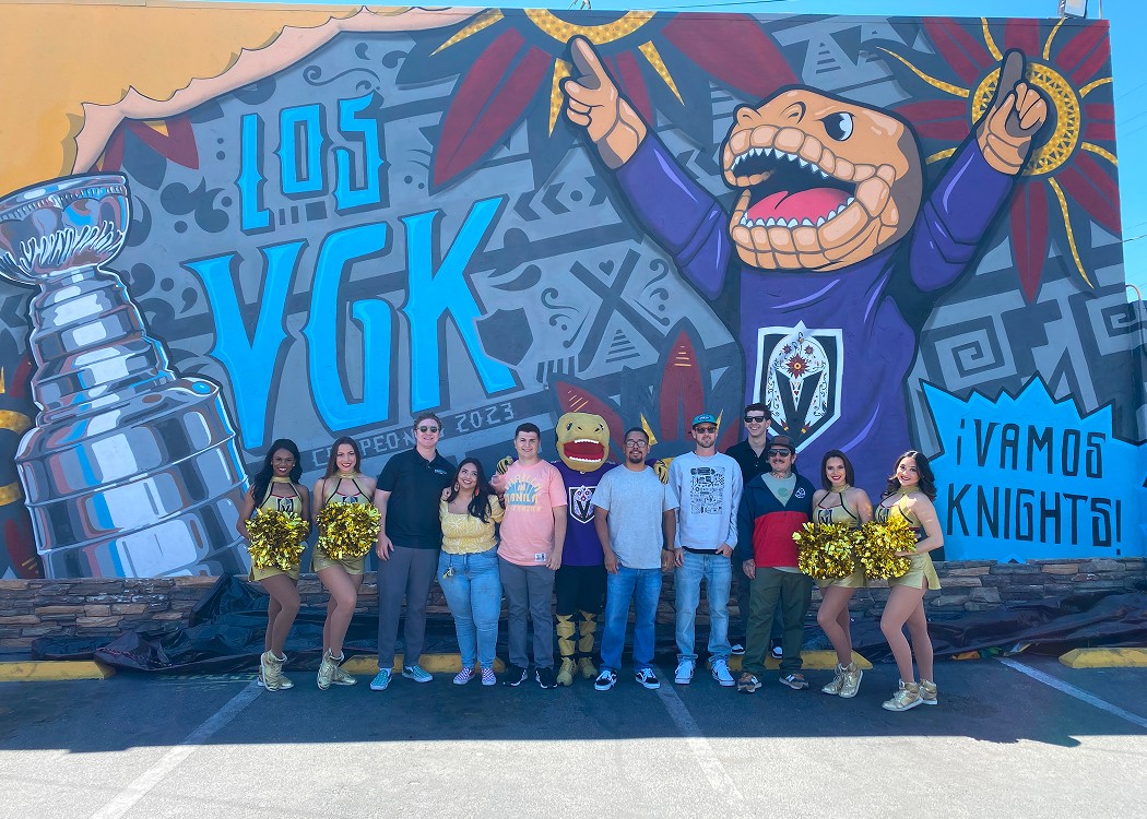 mexican restaurant mural with los vgk branding