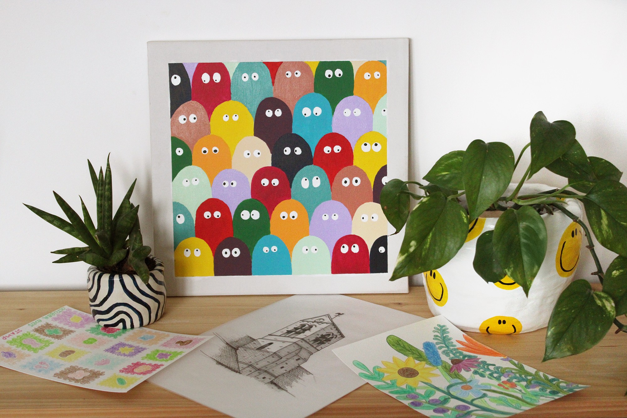 Tableau, dessins et pots