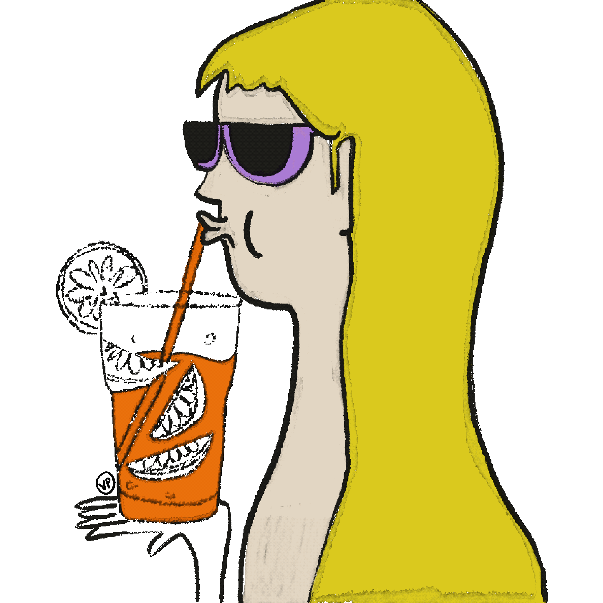 Girl sipping lemonade