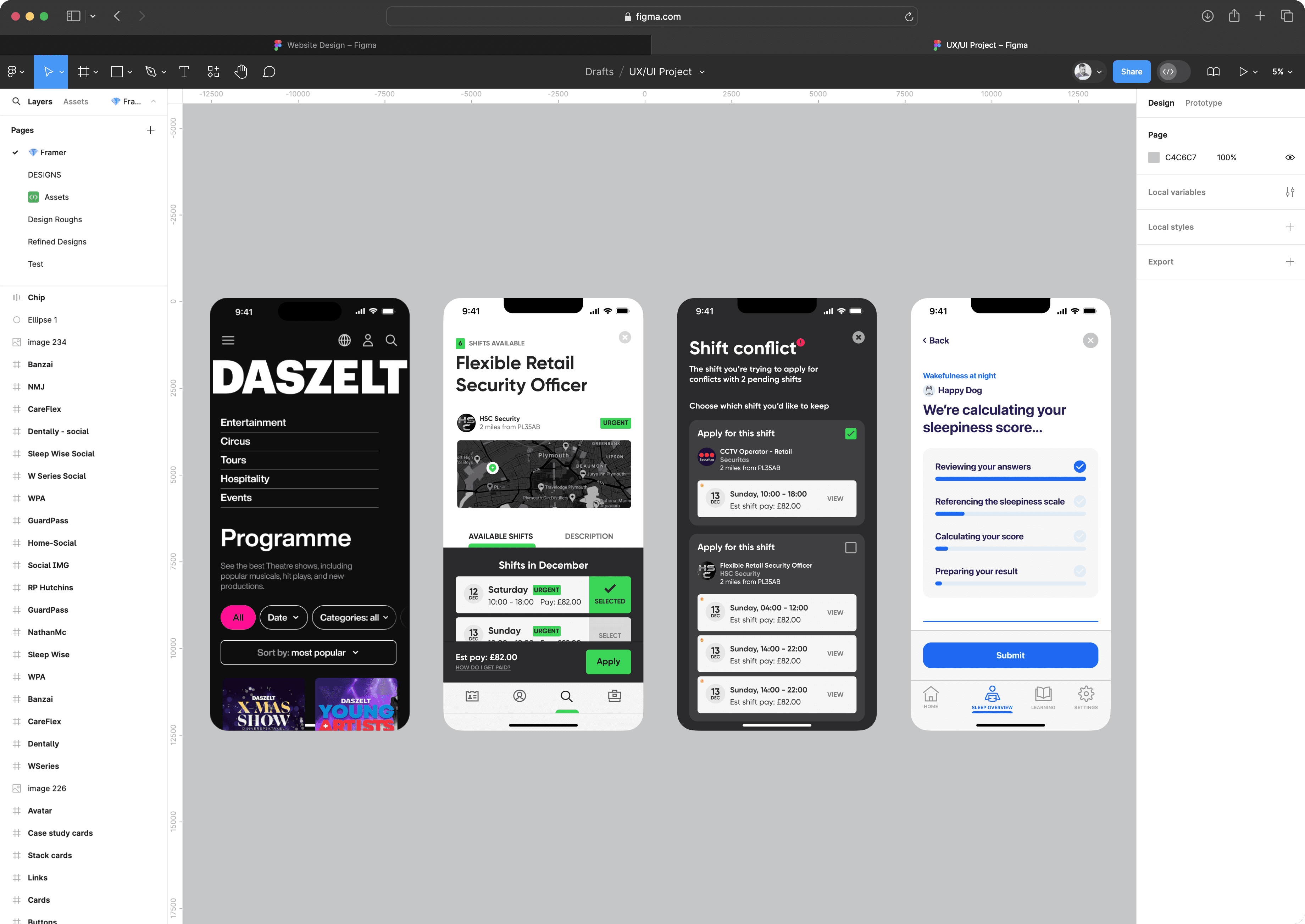 FIgma Designs of Mobile Apps