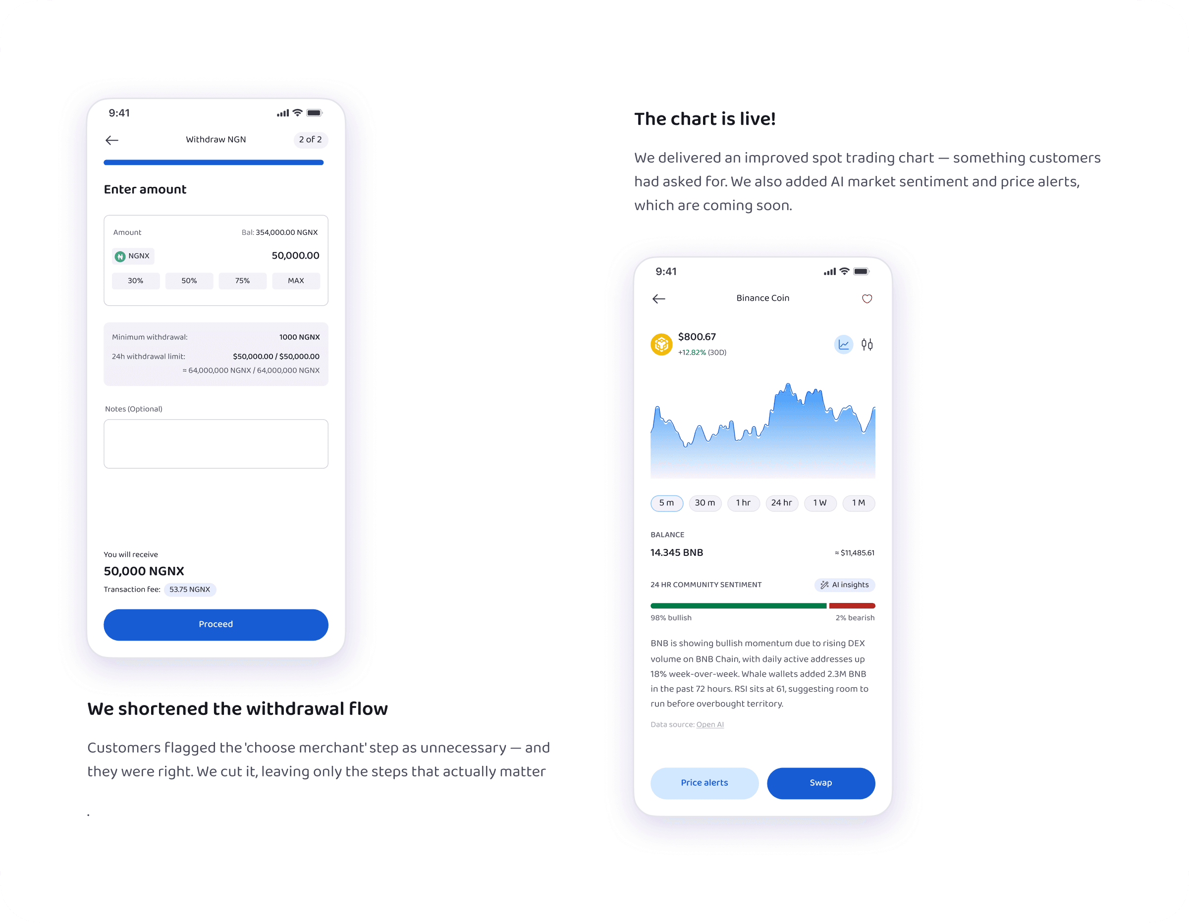 Customer-requested improvement shown in the redesigned Obiex mobile interface.