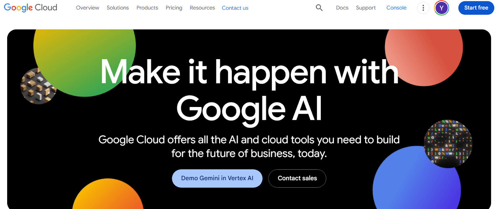 Google Cloud AI homepage