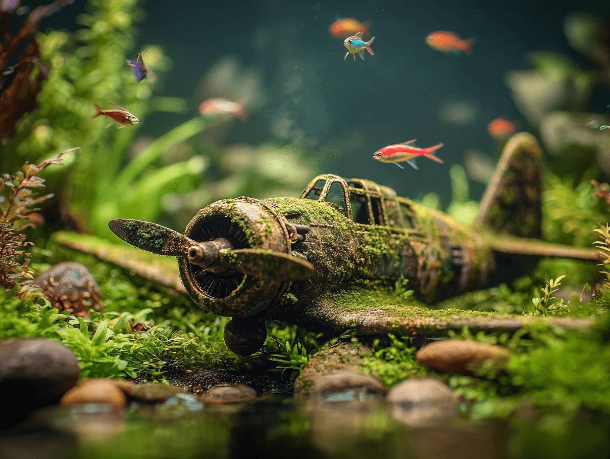 A sunken aircraft as main aquascape feature