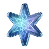 Transparent star-like crystal shape with a glowing blue-purple core
