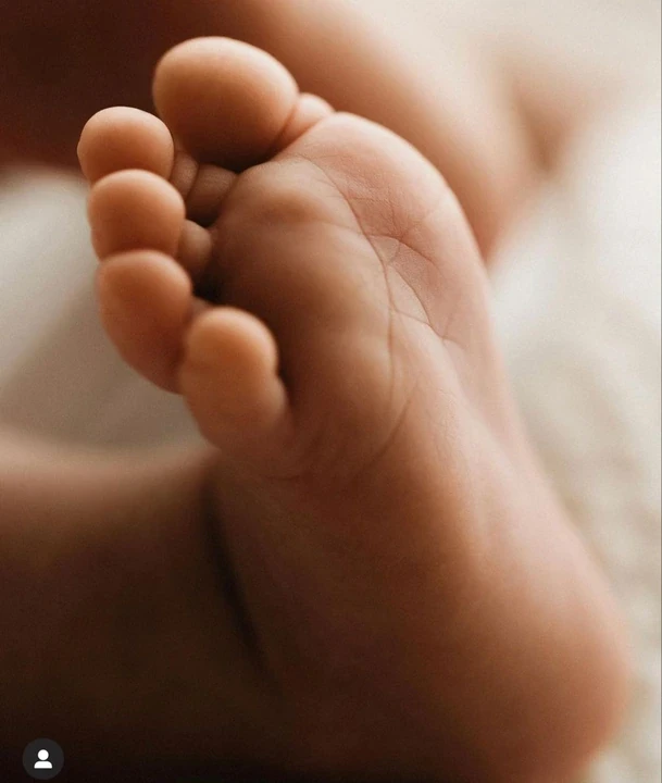 Close-up of a tiny baby sole held by an adult