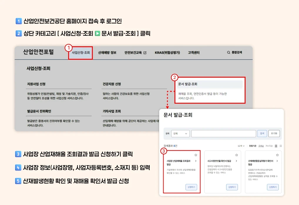 사업장 산업재해율확인서 조회 및 발급 방법