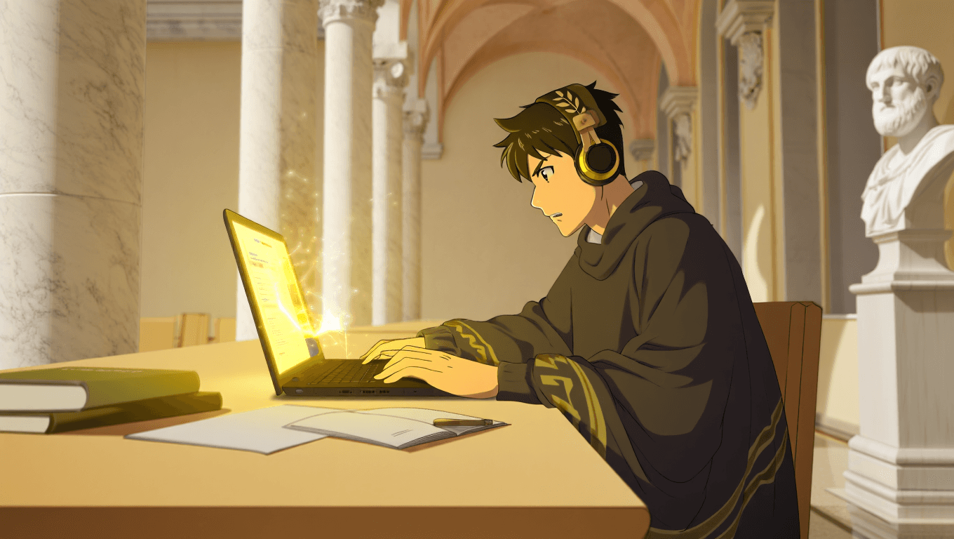 Students focused on studying with laptops and books