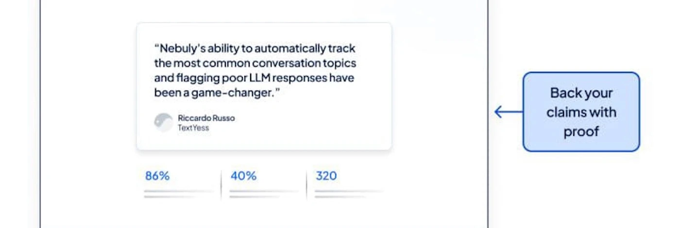 An example of using testimonial on a landing page to back up any claims