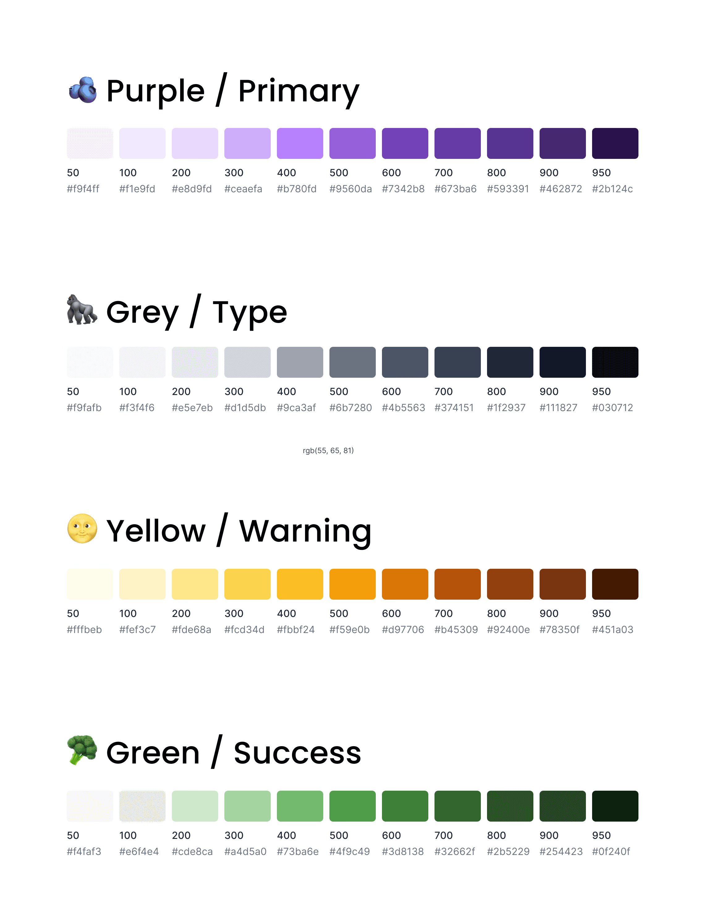 A selection of colours from the palette