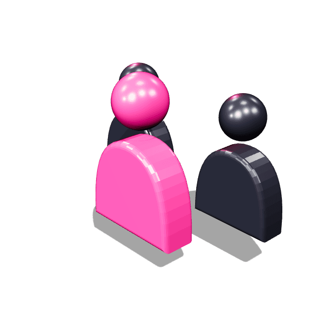Three dimensional icon of two people