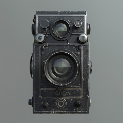 Eine alte Fotokamera.