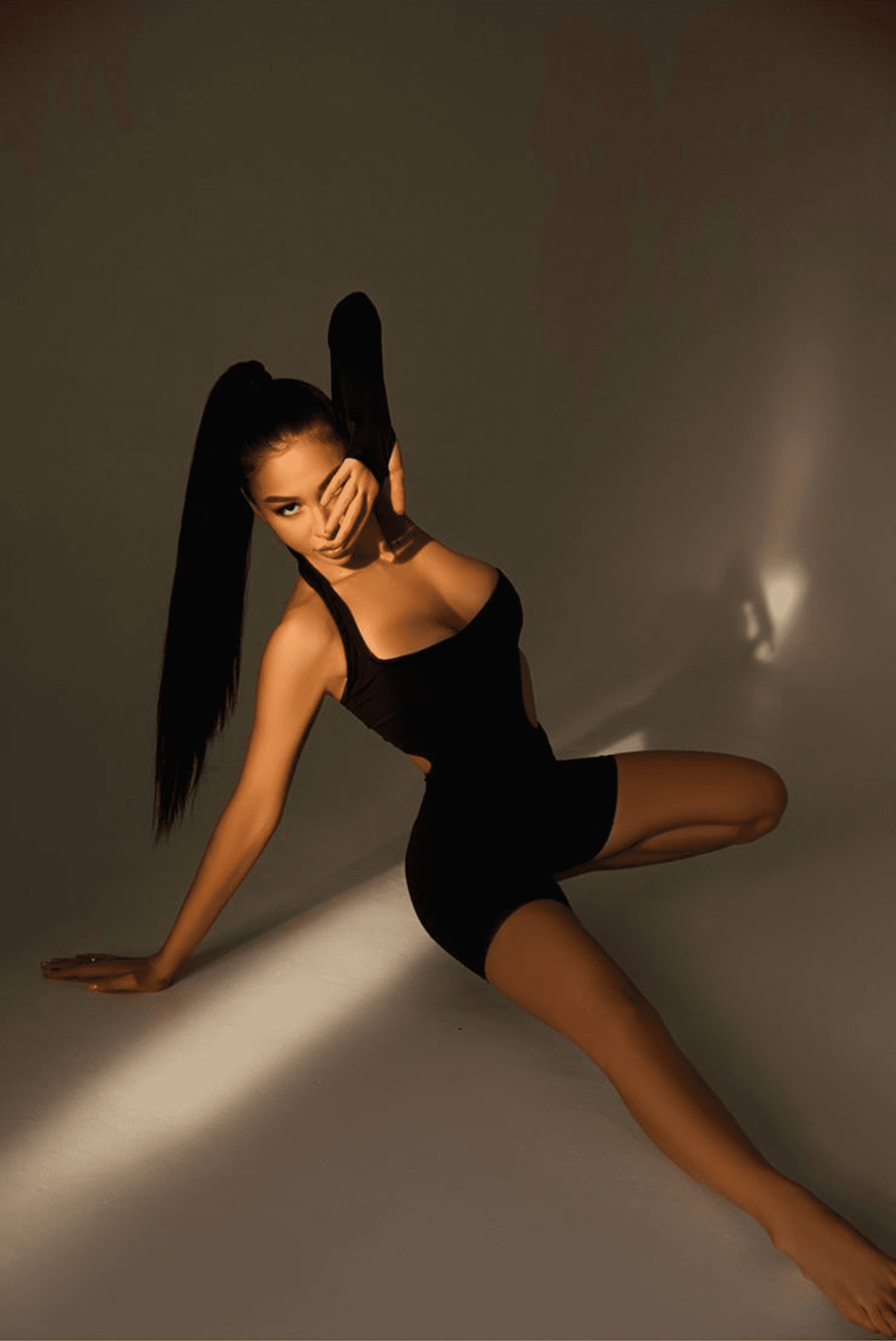 young fit girl showing up her wellness body