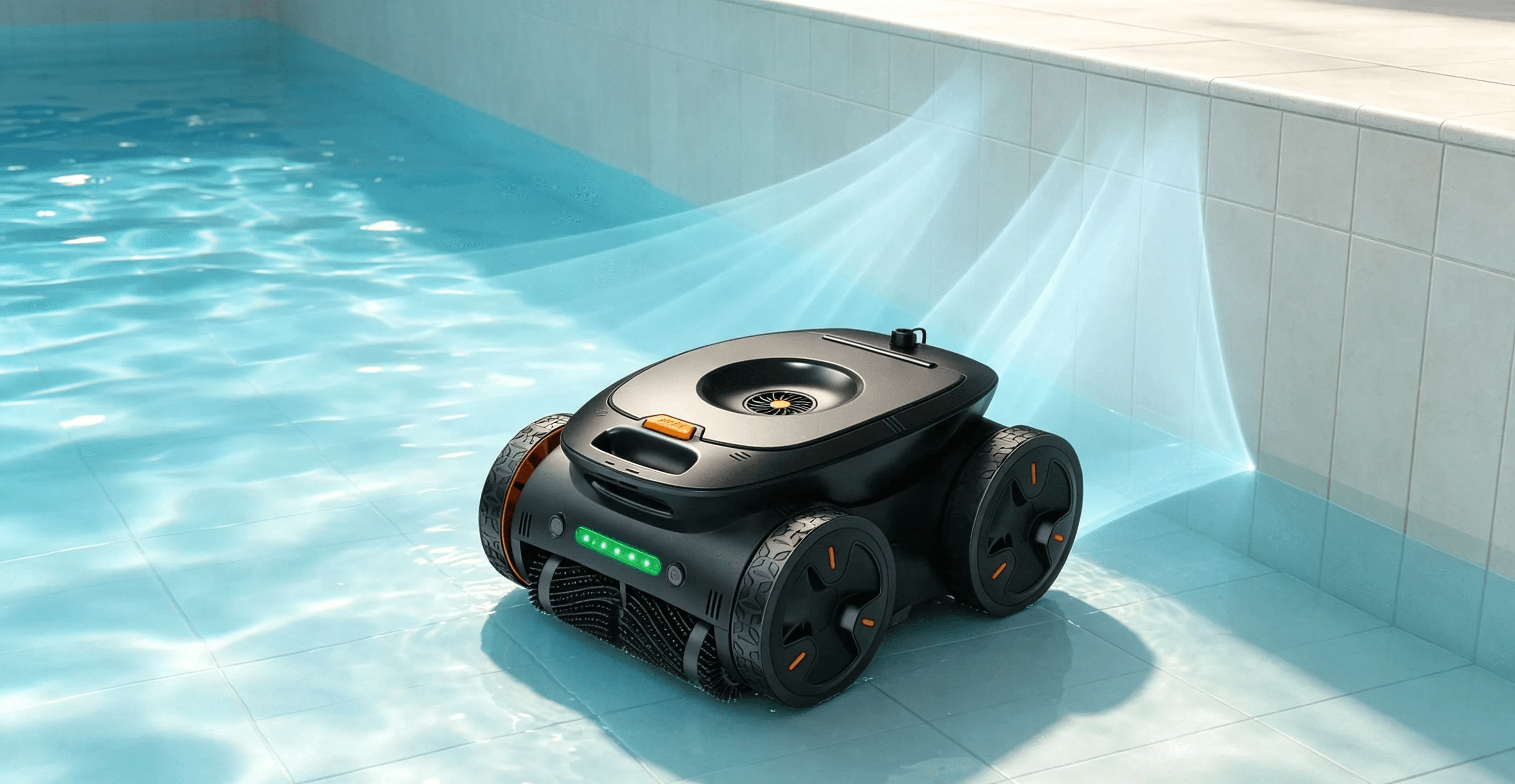 Sensors helping a robotic pool cleaner detect pool boundaries and surroundings