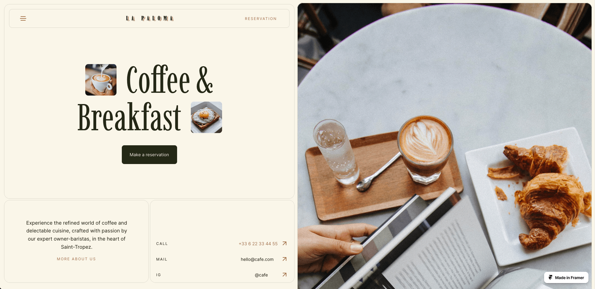 coffee and breakfast website