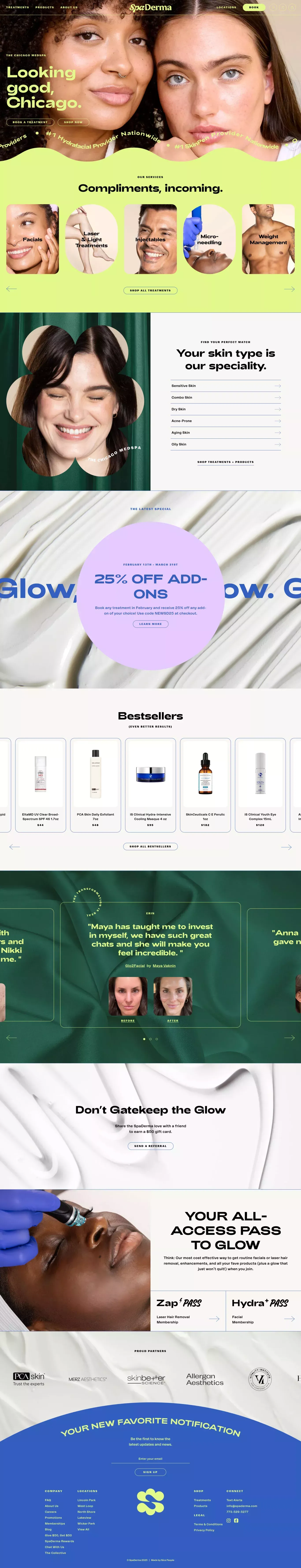 Chicago Medical Spa & Skincare ecommerce page screenshot showcasing Beauty and Ecommerce design