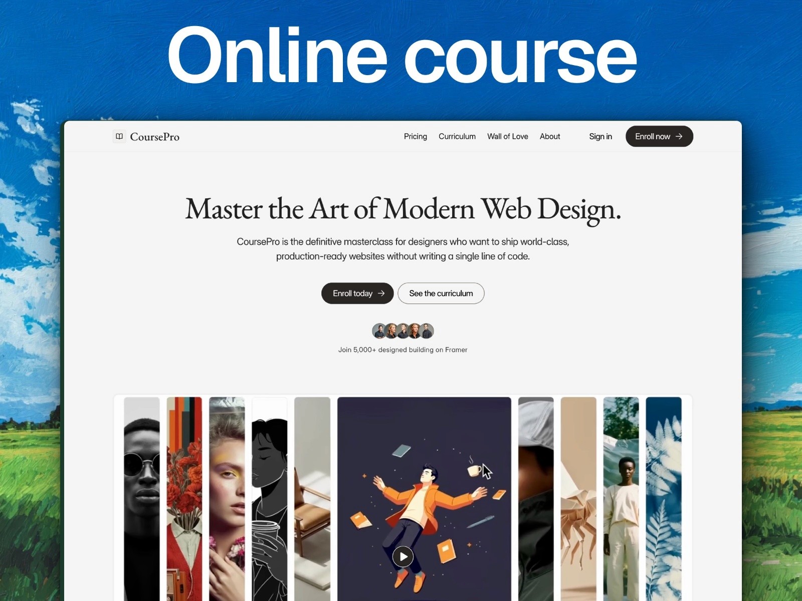 CoursePro — 黑白极简清爽浅色教育培训网站设计灵感