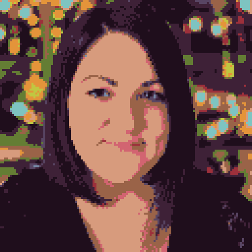 Pixel portrait of Alissa Roob.