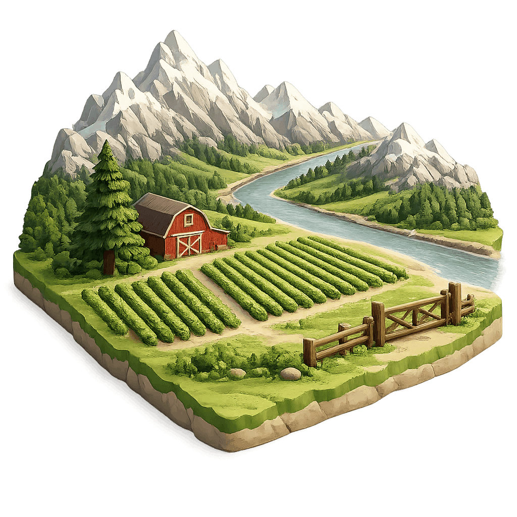 Artistic illustration of the Fraser Valley, BC wine region.