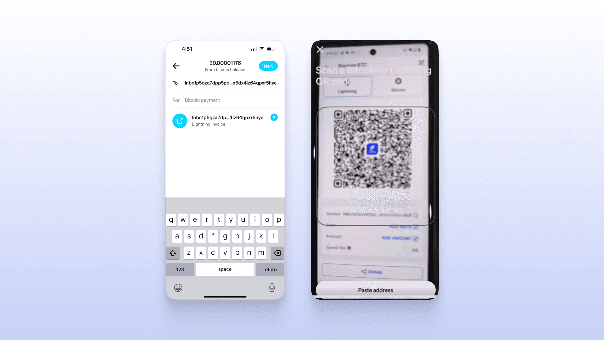 Tap the QR icon in the top right corner