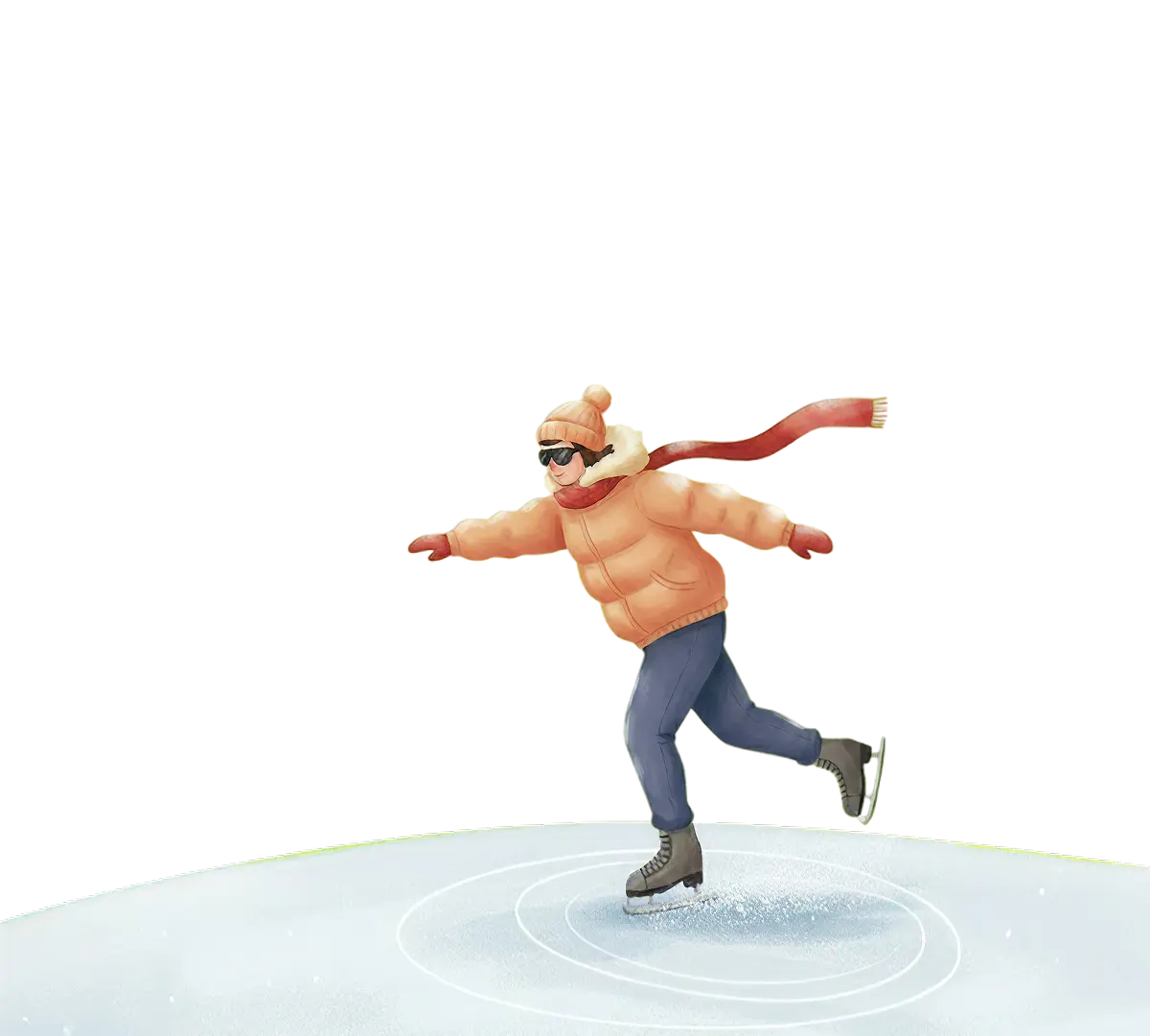 ilustração de uma mulher patinando no gelo