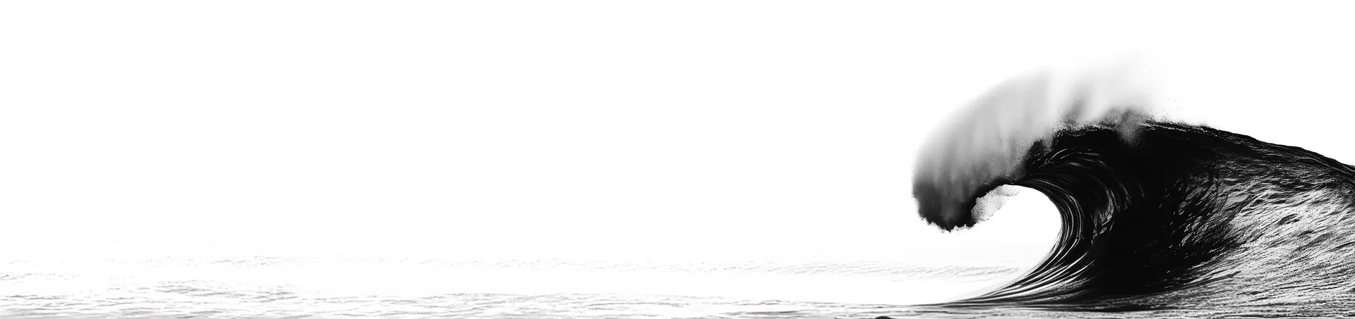 Vague puissante en noir et blanc – image symbolique de l’impact marketing, de la montée en puissance et de la dynamique de croissance générée par TurboHero.