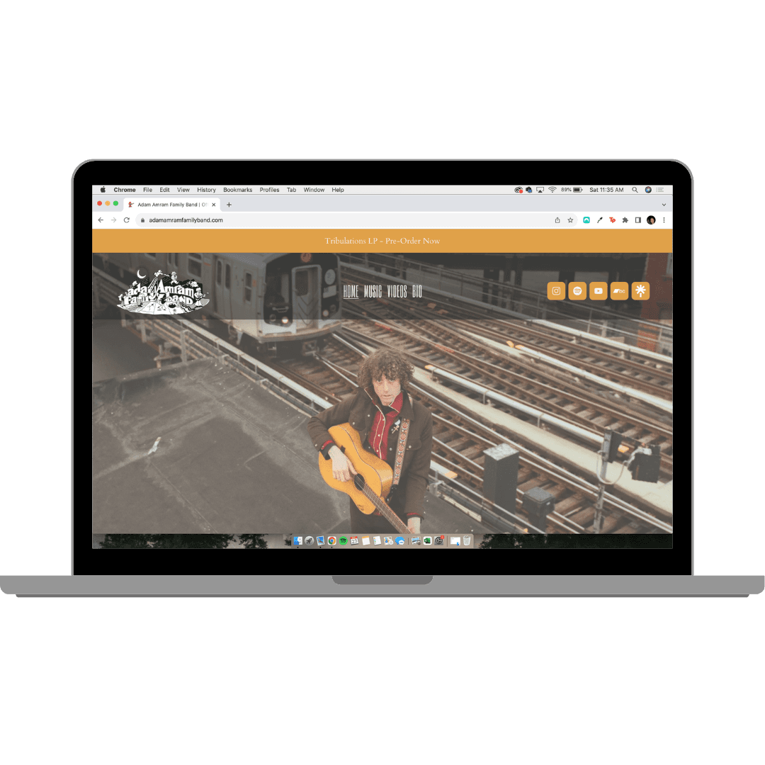 Screenshot of Adam Amrams website, designed by chase digital co