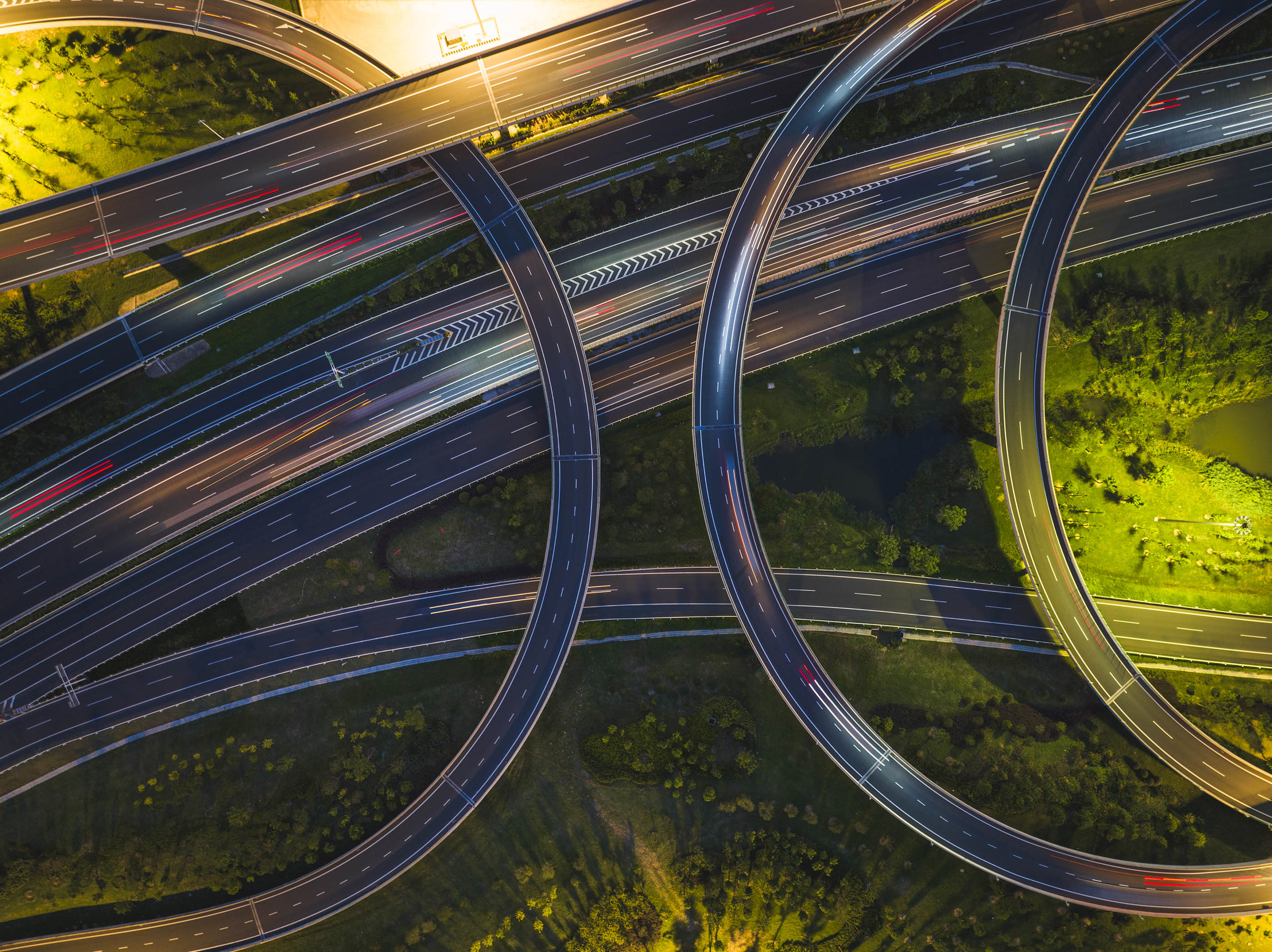 Aerial view of city highways.