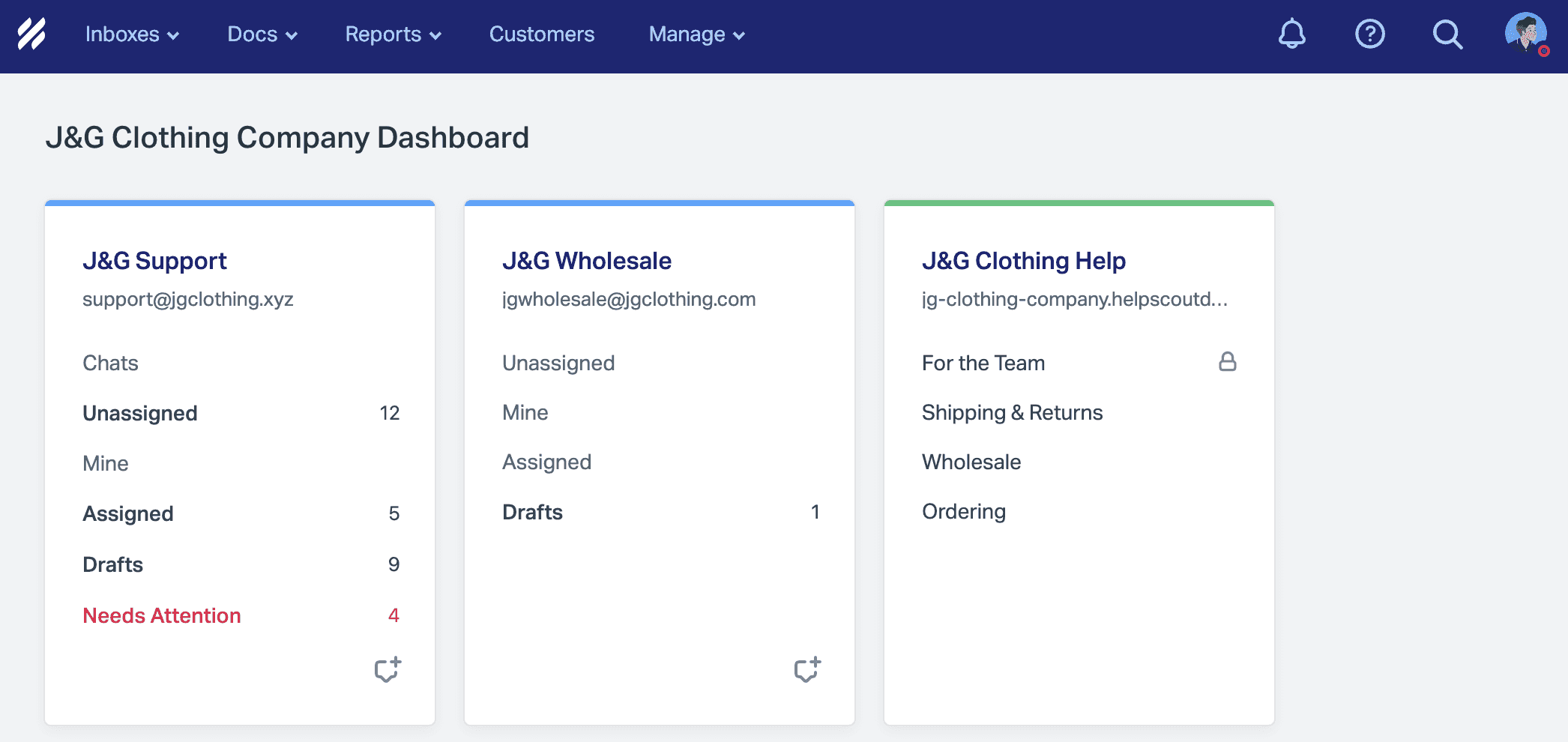 Interface of Help Scout, a top knowledge base management software 