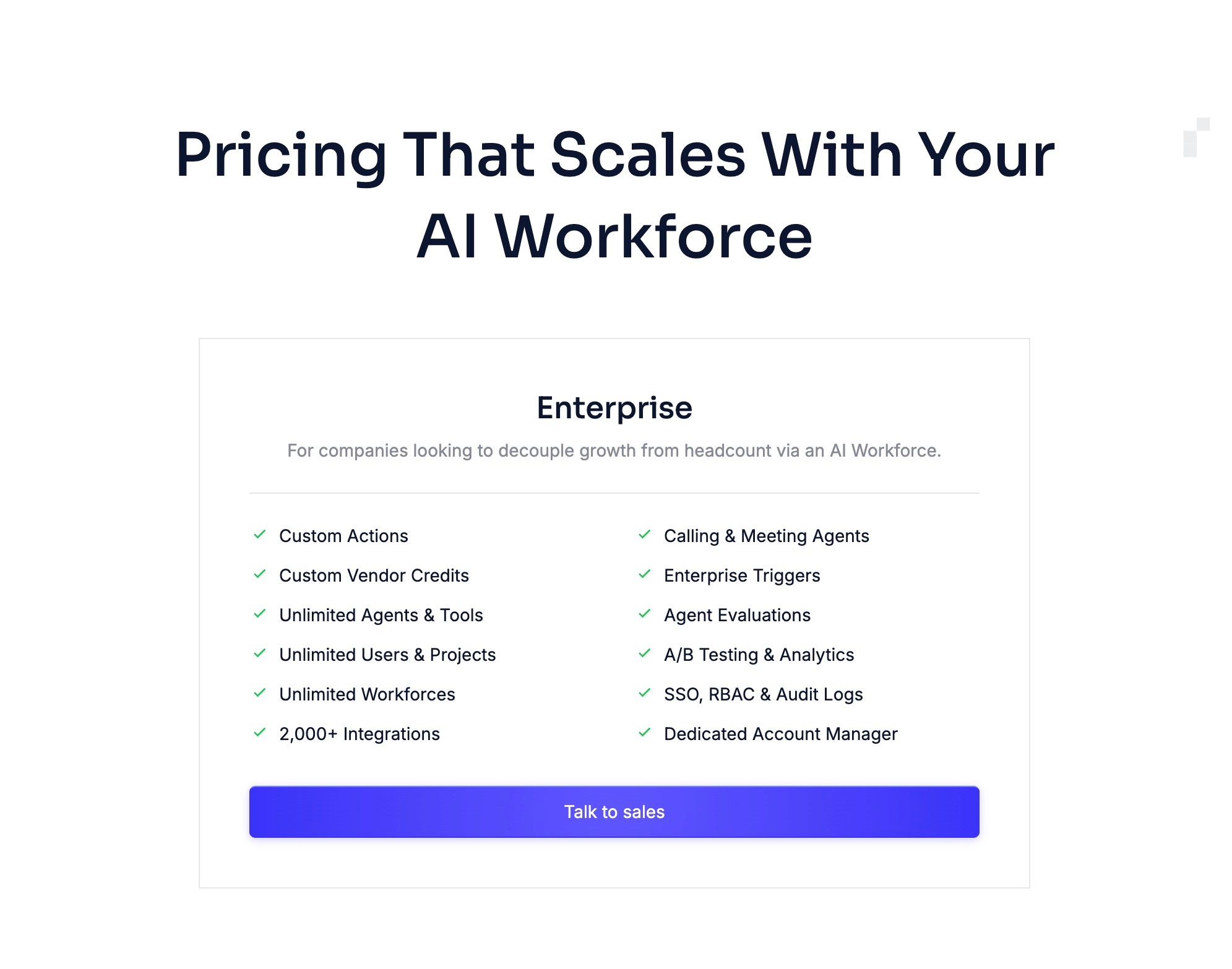Relevance AI, Plan and Billing page showing the actions and vendor credits meters side by side