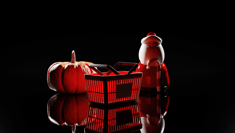 Hundreds of 3D props for Q4 seasona on podiums; pumpkins, spiders, santa clauses, discount signs, etc.