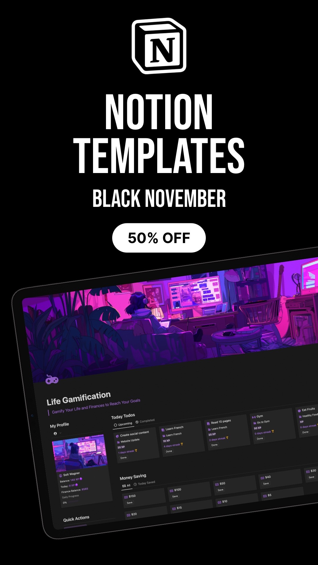 Notion Templates Black Friday November 2025 50% OFF
