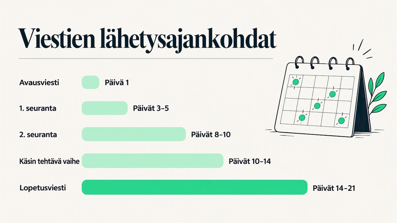 3. Viestien määrä, järjestys ja lähetysväli — overview diagram