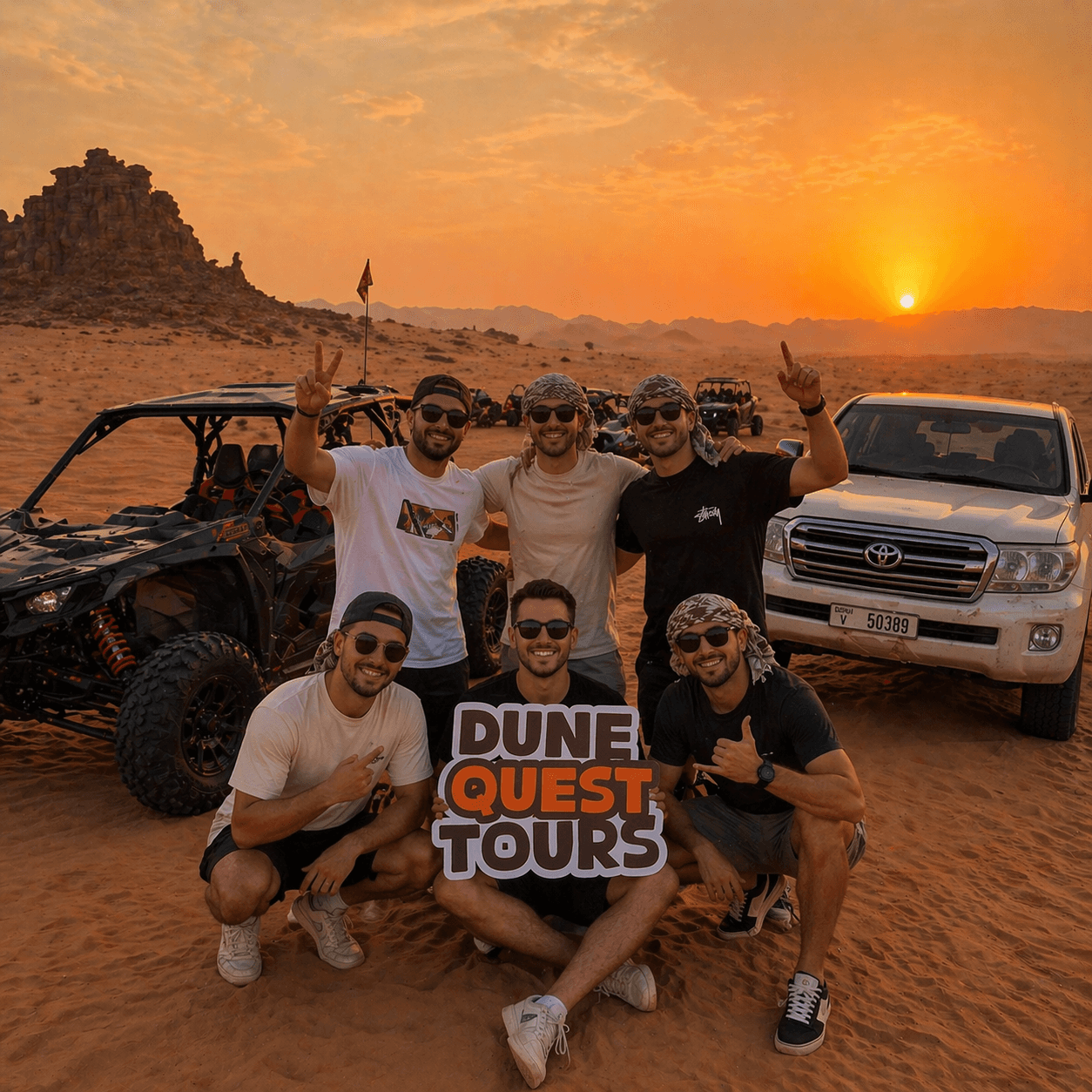 Amy Tierney on a 2026 Desert Safari with Dune Quest Tours, enjoying an adrenaline-fueled buggy ride through the Dubai dunes