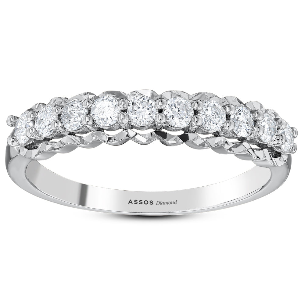 0.20 Karat G SI2 Pırlanta Yarım Tur 14 Ayar Beyaz Altın Yüzük