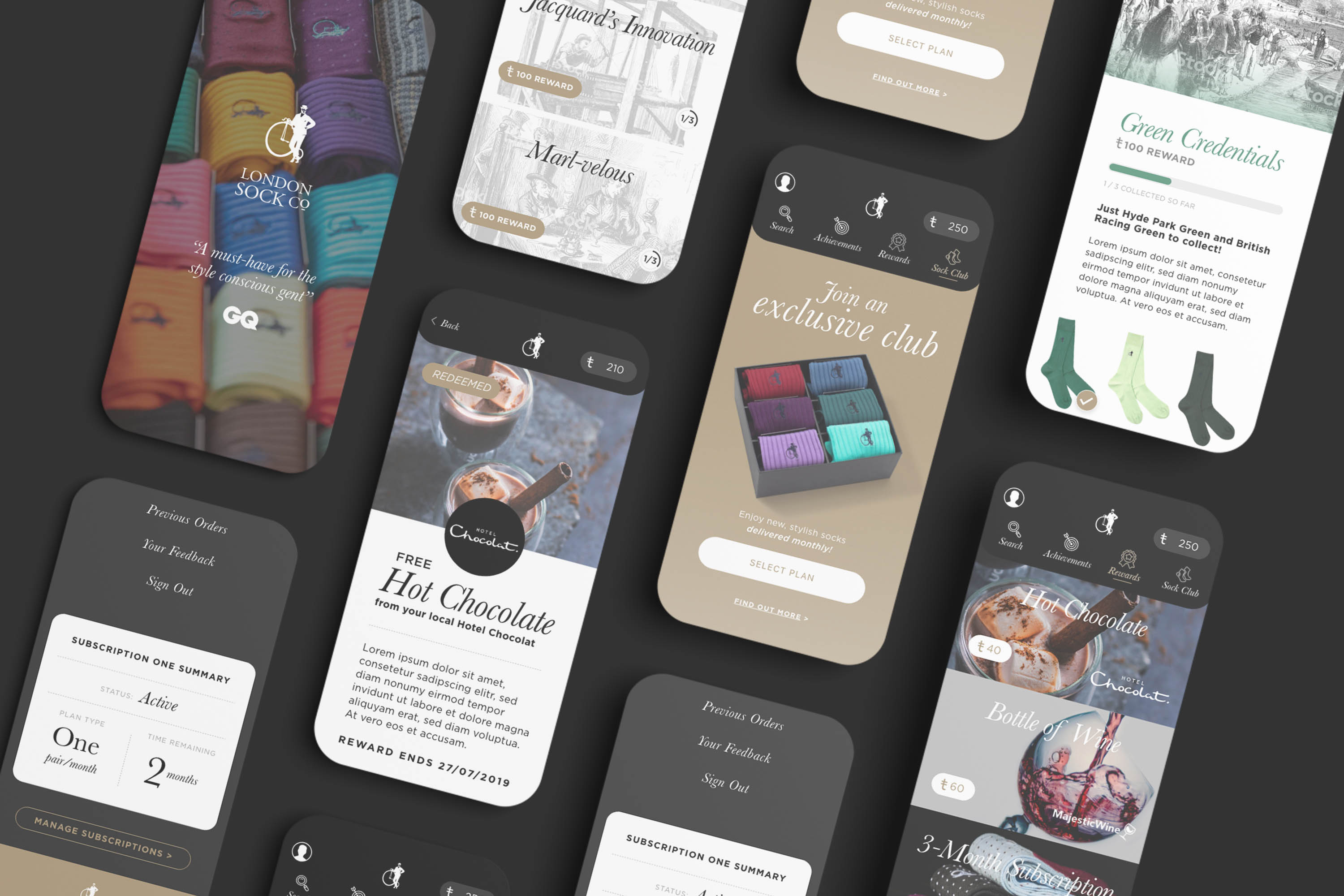 London sock company mobile app design mock up