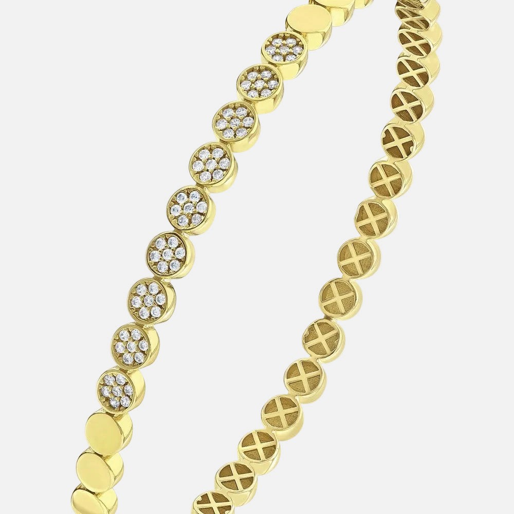 Assos Pırlanta 14 Ayar Altın Şık Geometrik Tasarım Kelepçe Bilezik