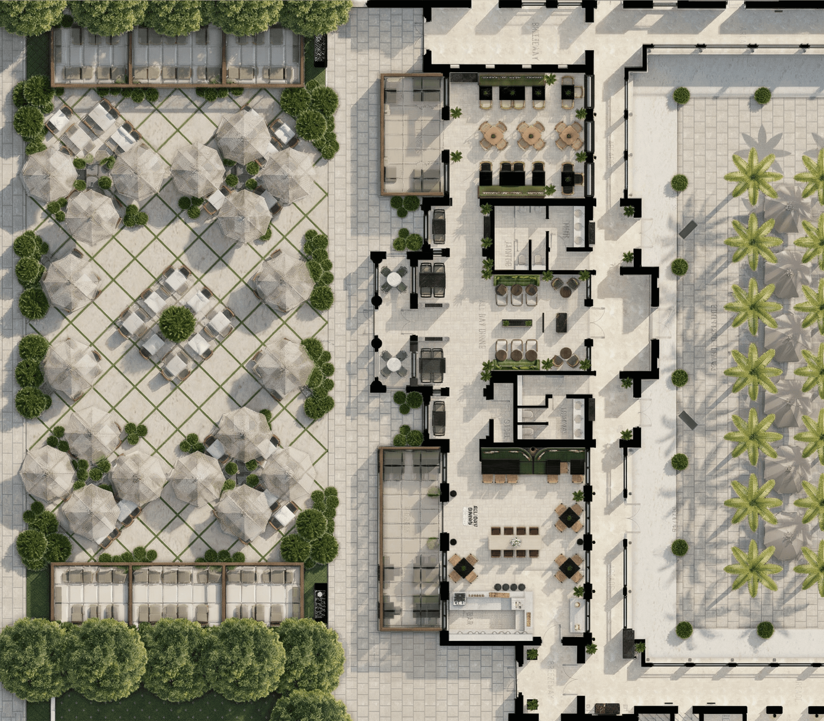 Plan external area and lounge