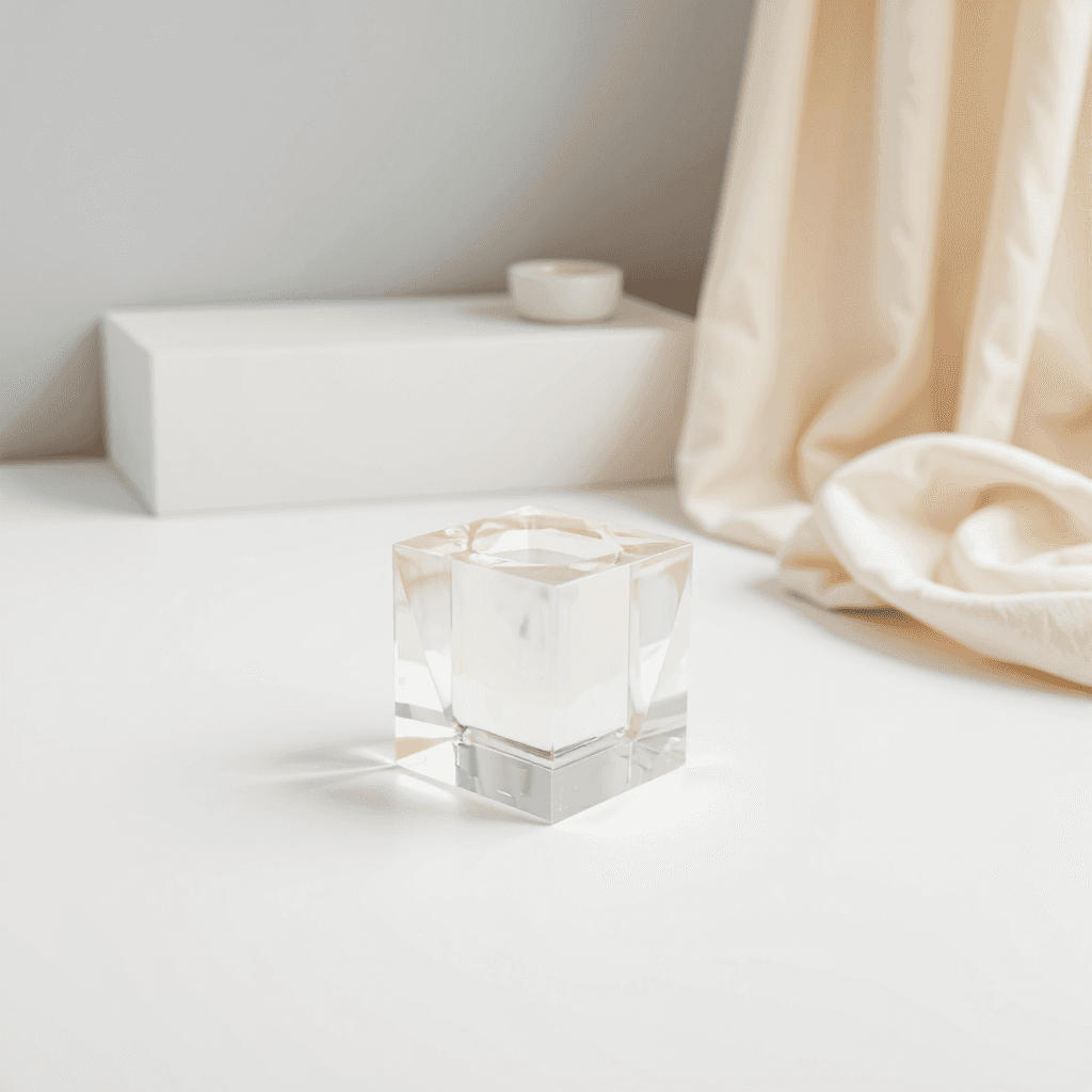 product photography of crystal cube