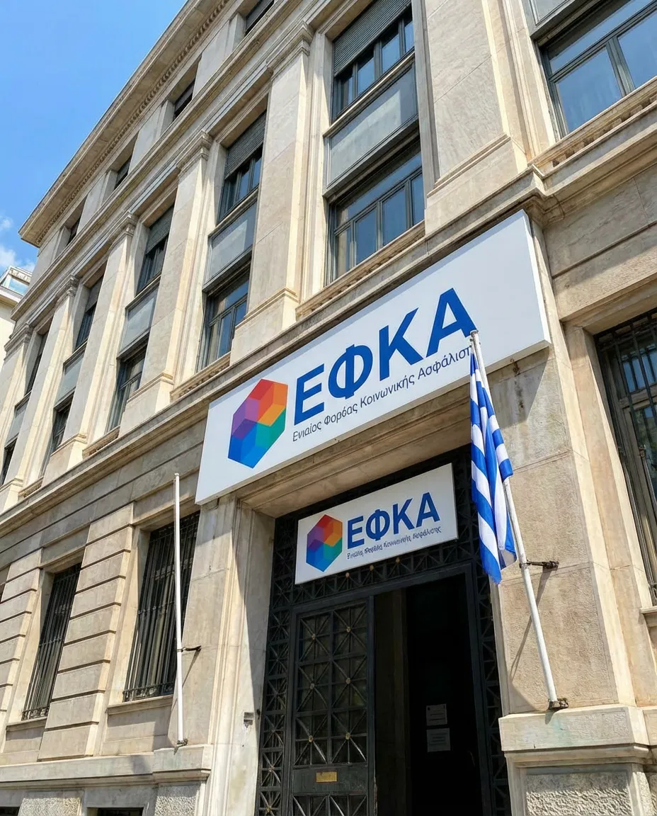 Exterior of the e EFKA public insurance agency building in Greece
