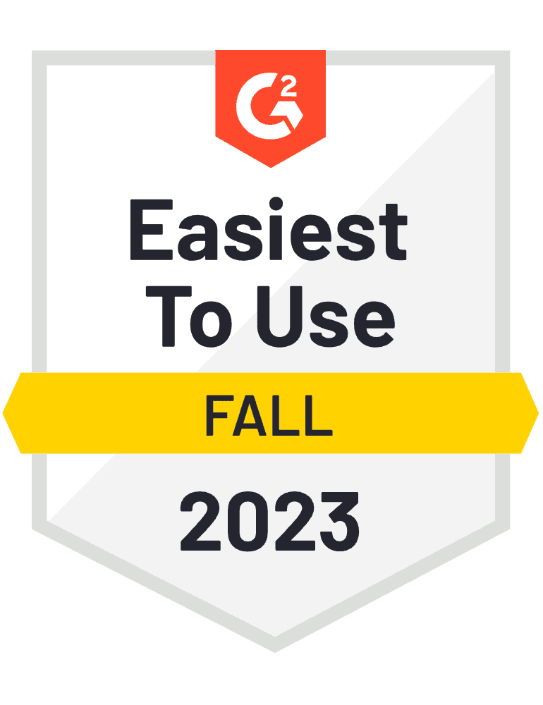 G2 Easiest To Use Fall 2023 badge recognizing Xmind for user-friendly design and ease of use.