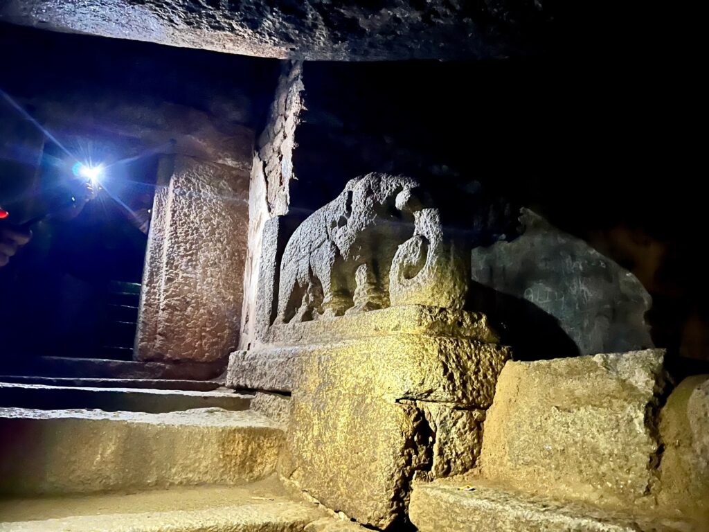 Steps and carvings inside the Ankali Mutt 
