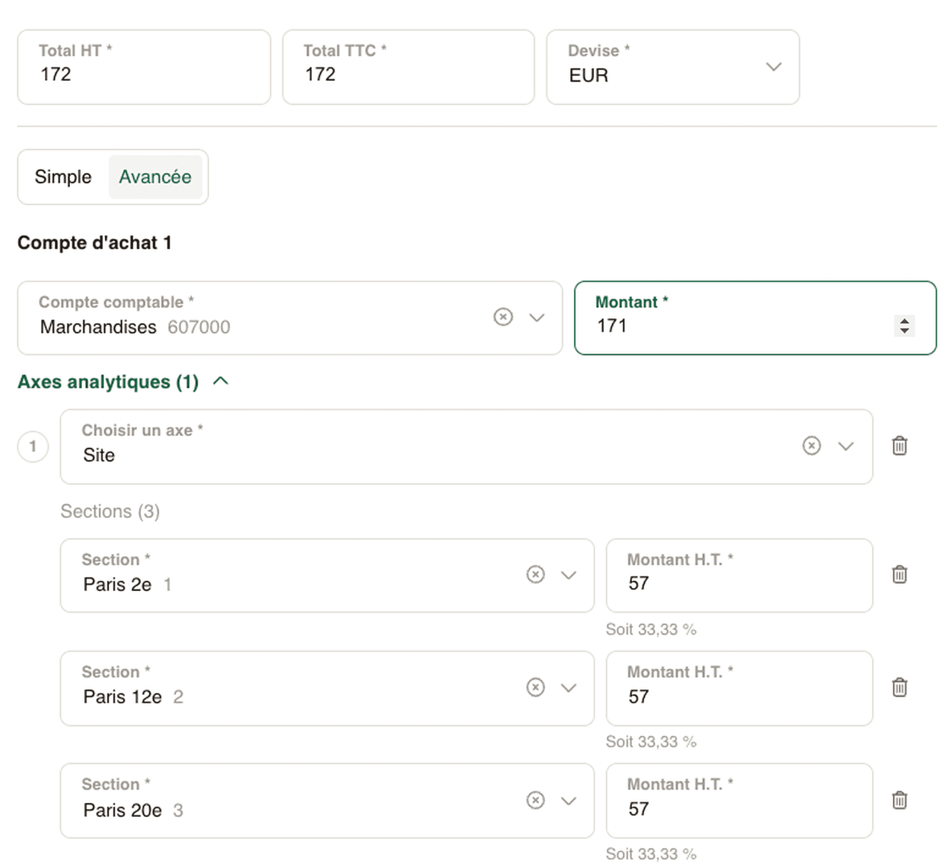 contrôle de l'analytique facture