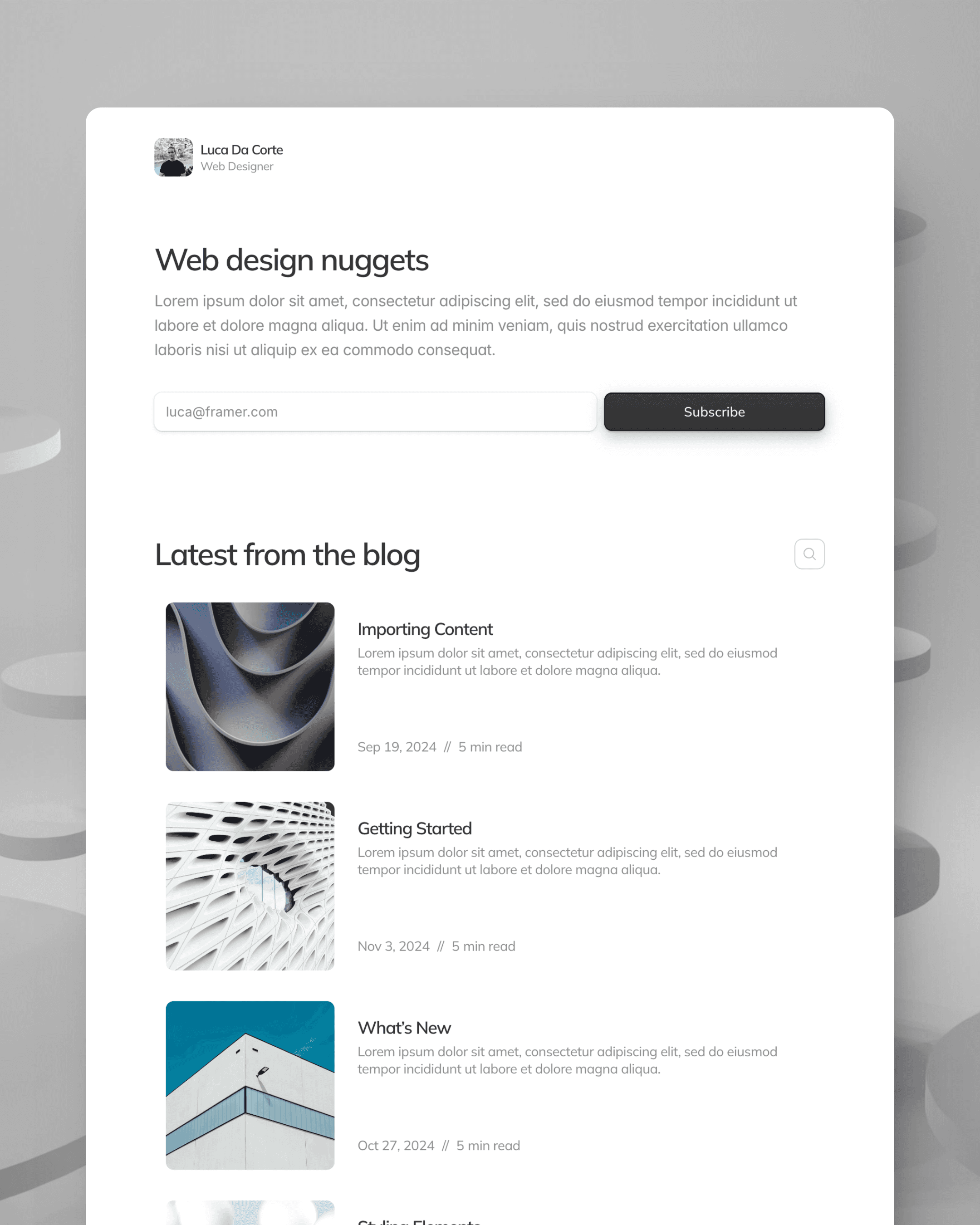 Write · Free Framer personal blog template