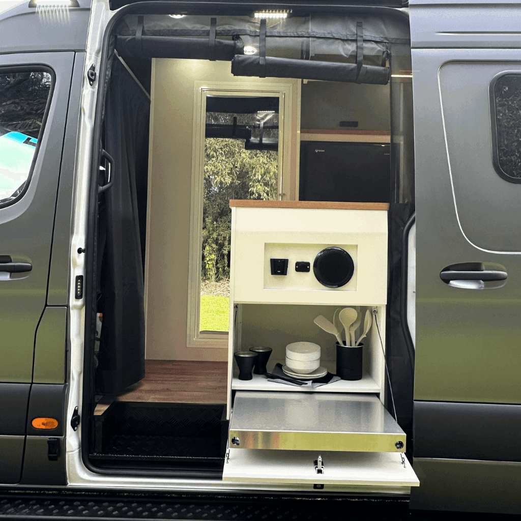 Campervan cook top slide out