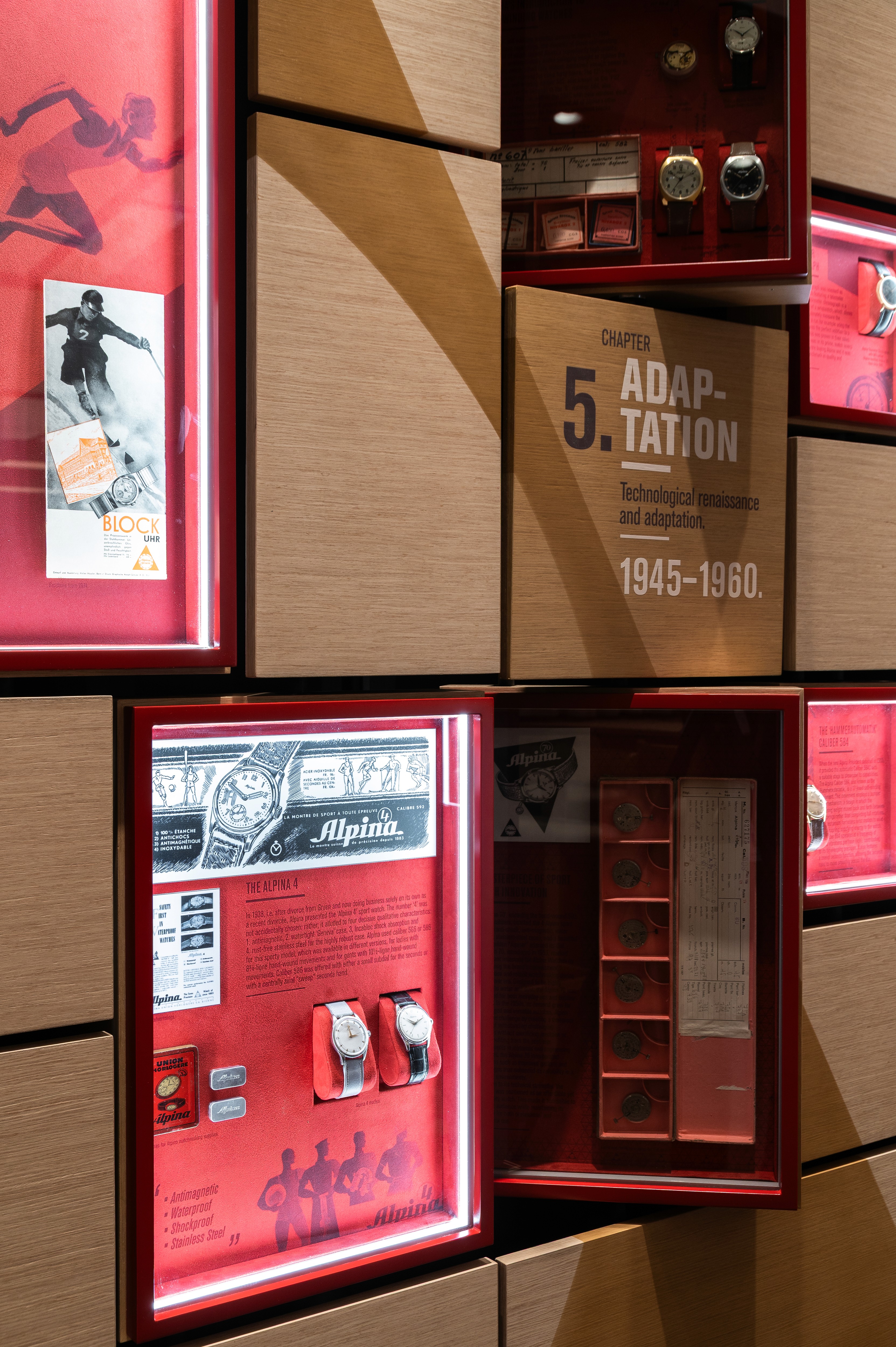Opening system showcases for Alpina design concept booth Watches and Wonders 2025 fair