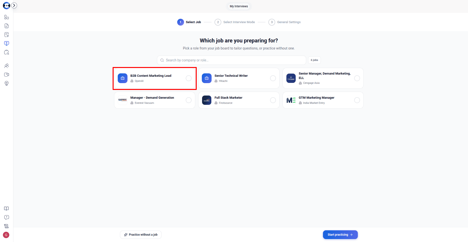 Pick the job role