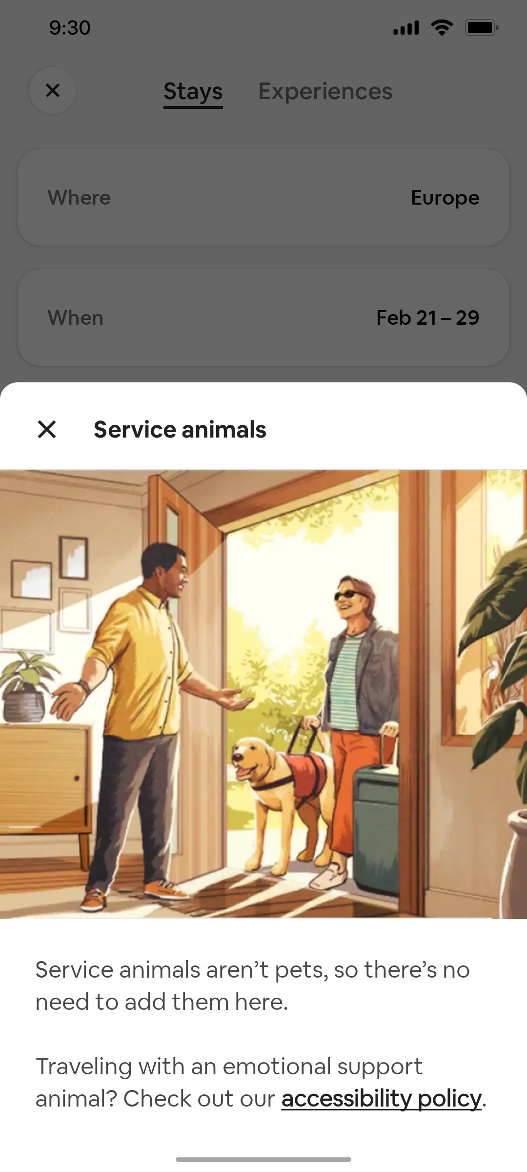Airbnb Bring pets terms Screen