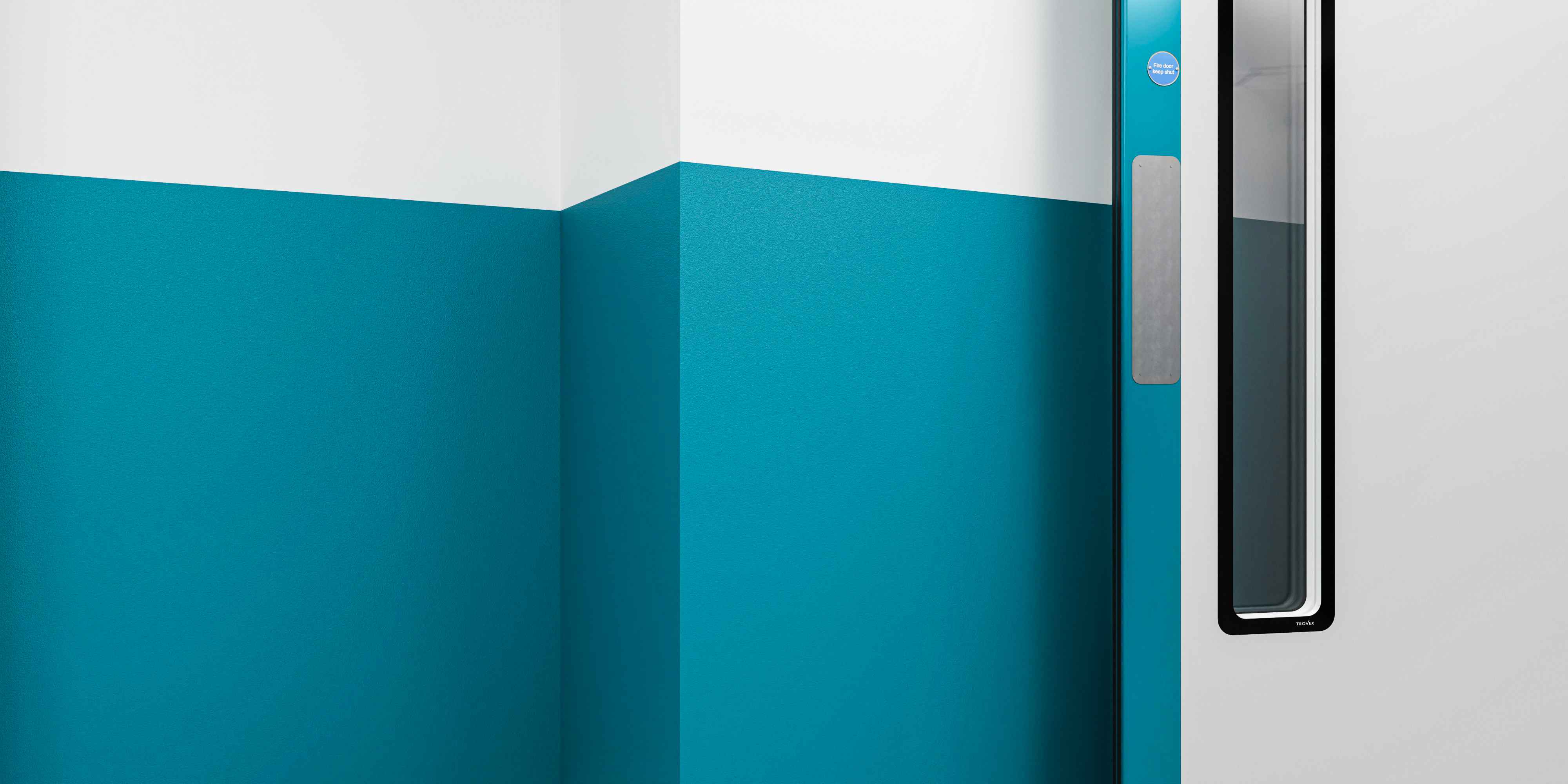 Resilience PVC wall cladding behind Single action Hygidoor