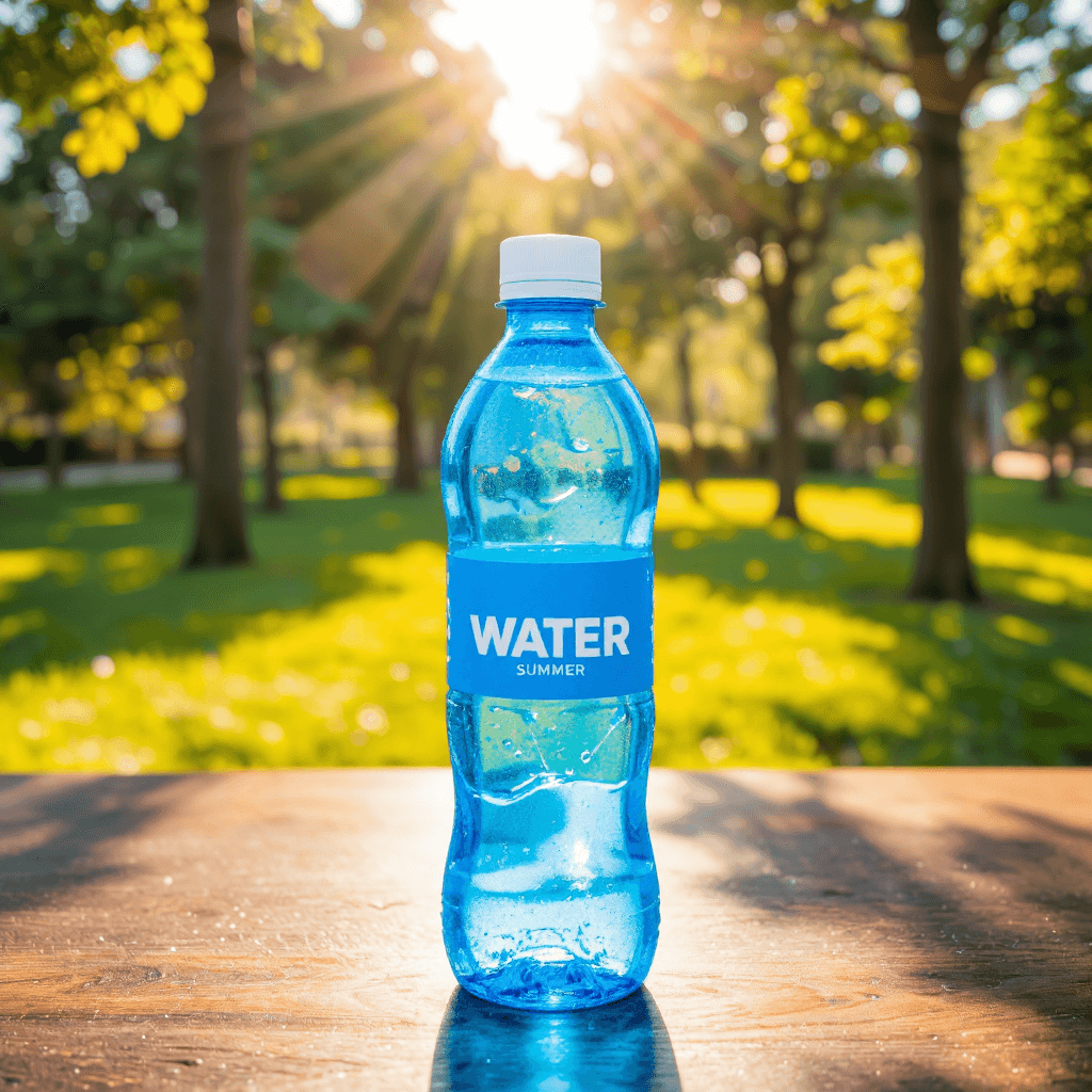product photography of a small bottle of water