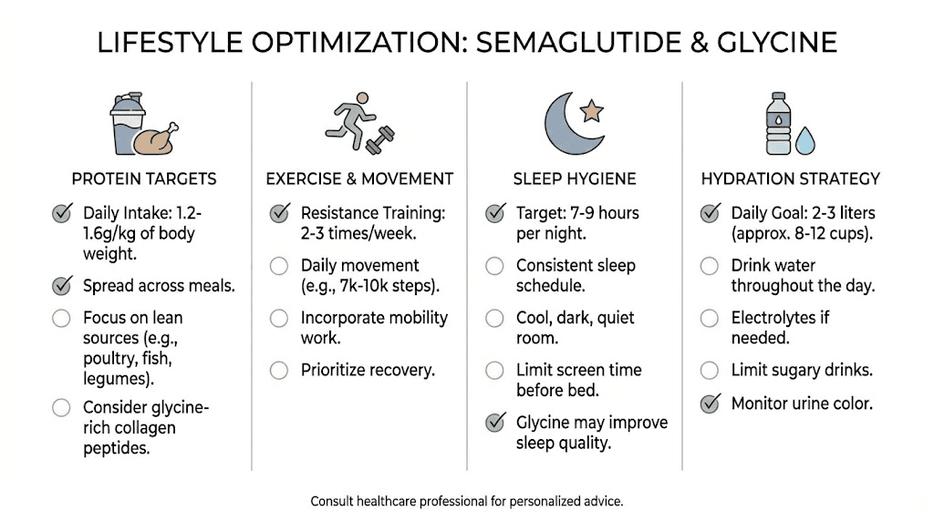 Lifestyle optimization guide for semaglutide with glycine therapy
